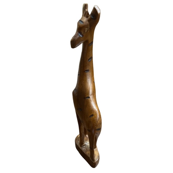 Hand Carved African Giraffe Figurine Wood Kenya - Picture 2 of 4